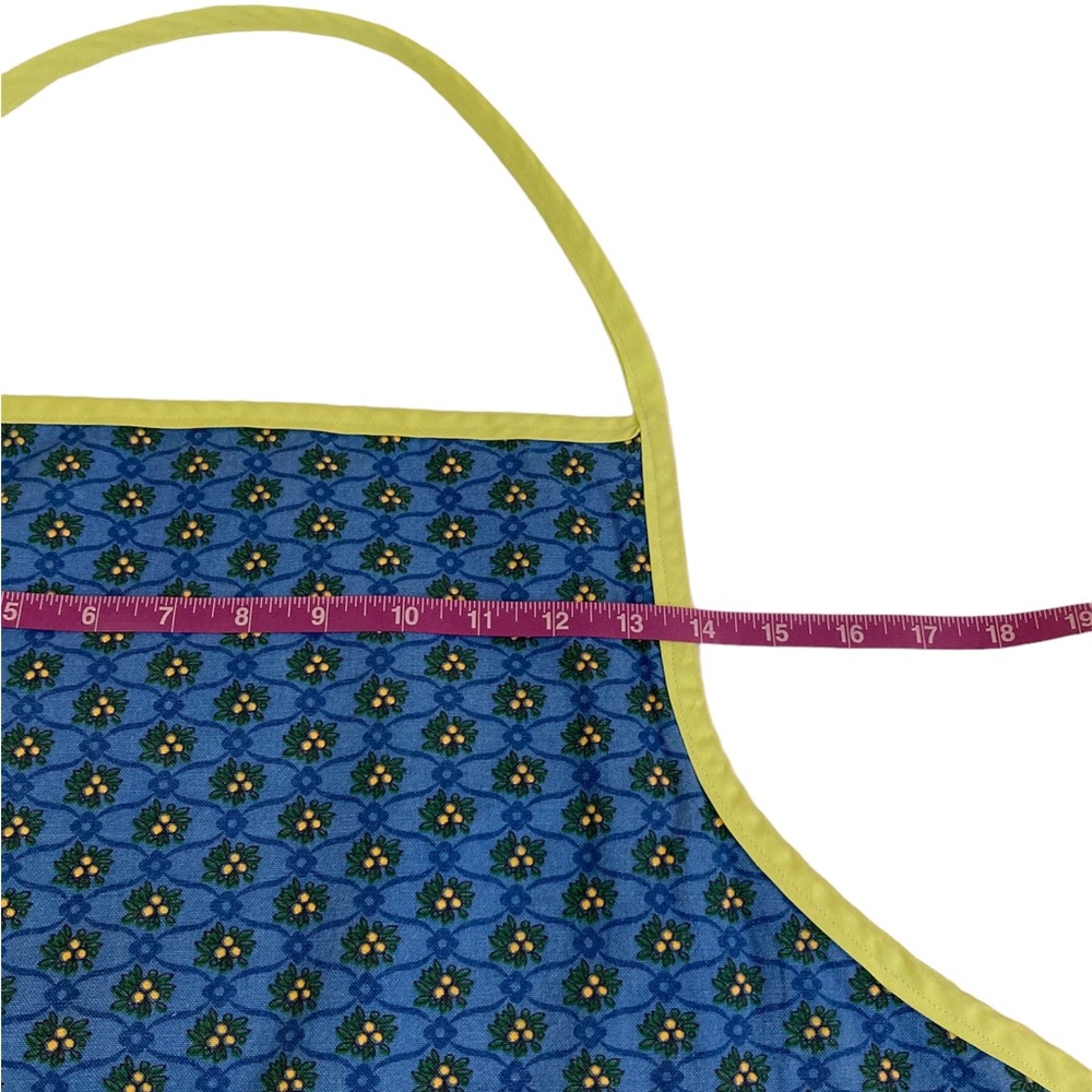 Reversible Cloth Green Blue Bib Apron Butterfly Floral Pocket Vintage? Handmade? - Picture 5 of 12